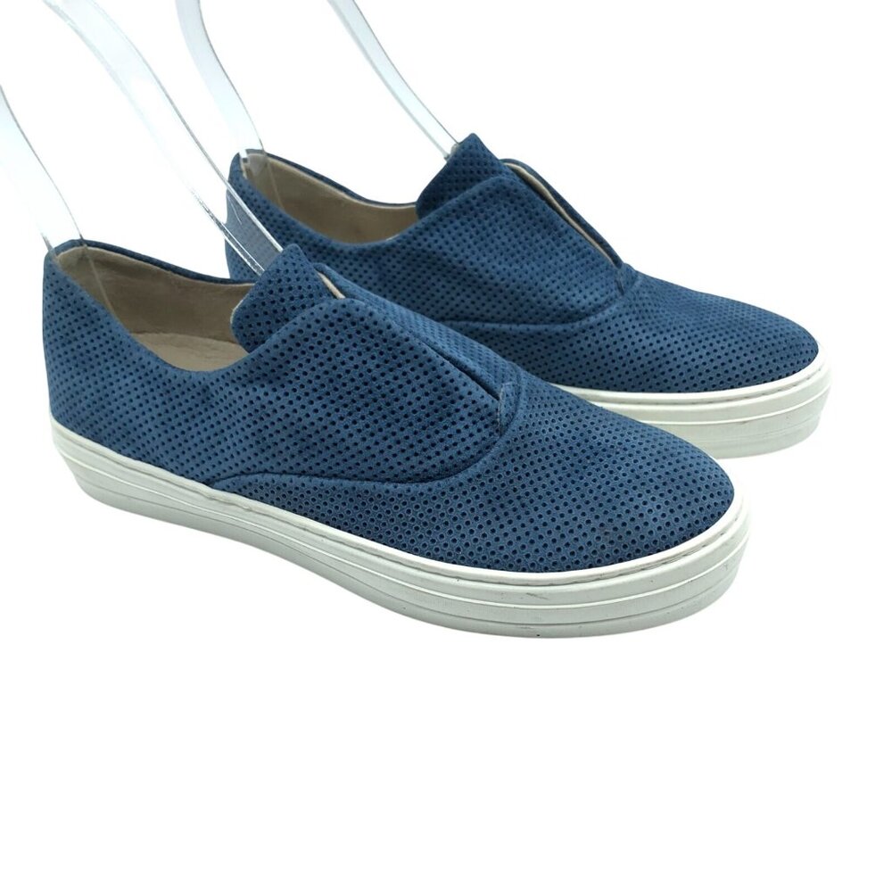 Manas Womens Slip On Sneakers Suede Perforated Blue Size 36 US 6